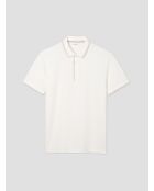 Polo boutonné en jacquard blanc neige