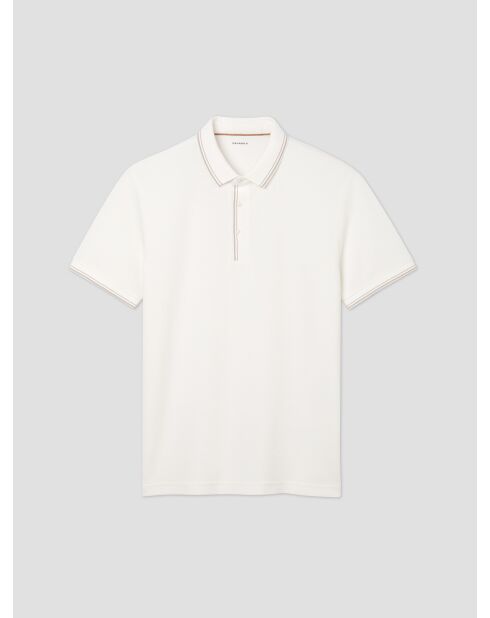 Polo boutonné en jacquard blanc neige