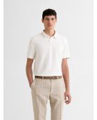 Polo boutonné en jacquard blanc neige