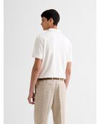 Polo boutonné en jacquard blanc neige
