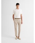 Polo boutonné en jacquard blanc neige