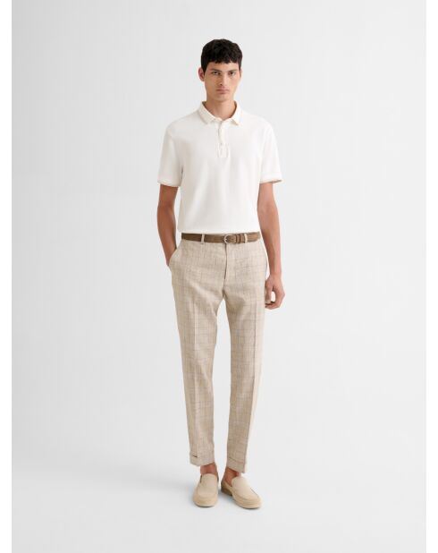 Polo boutonné en jacquard blanc neige