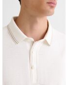 Polo boutonné en jacquard blanc neige
