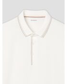Polo boutonné en jacquard blanc neige