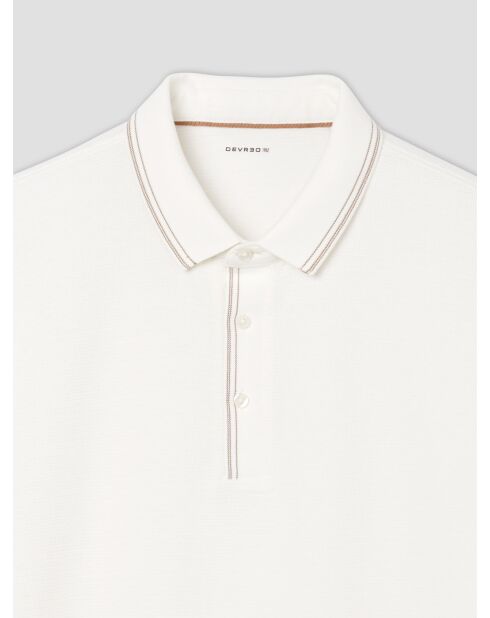 Polo boutonné en jacquard blanc neige