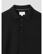 Polo boutonné en laine Mérinos noir