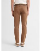Camelfarbene, schmal geschnittene Stretchjeans