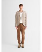 Camelfarbene, schmal geschnittene Stretchjeans