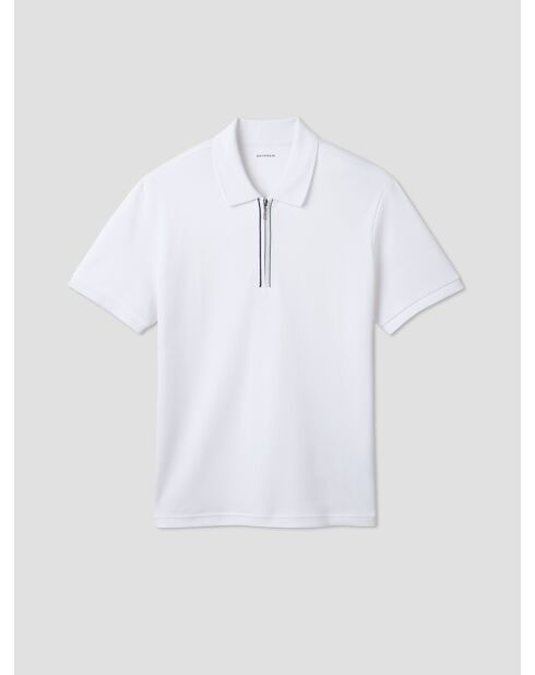 Witte katoenen polo met ritssluiting