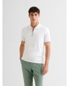 Witte katoenen polo met ritssluiting
