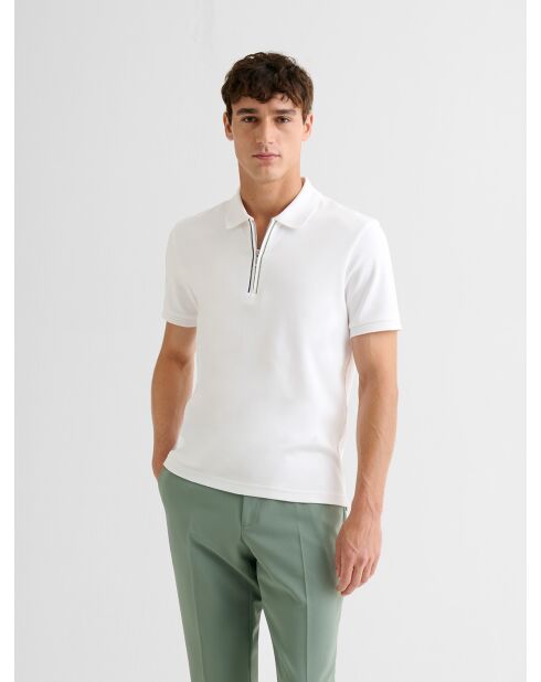 Witte katoenen polo met ritssluiting