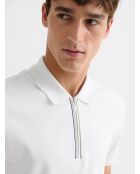 Witte katoenen polo met ritssluiting