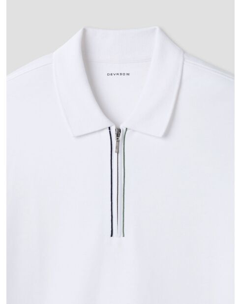 Witte katoenen polo met ritssluiting