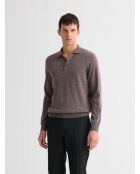 Polo boutonné en laine Mérinos marronnier