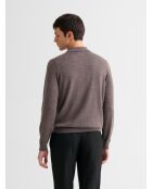 Polo boutonné en laine Mérinos marronnier