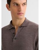Polo boutonné en laine Mérinos marronnier