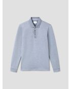 Polo boutonné chiné bleu clair