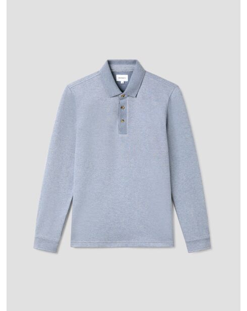 Polo boutonné chiné bleu clair
