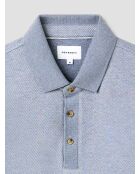 Polo boutonné chiné bleu clair
