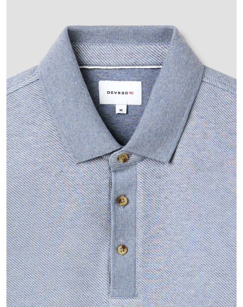 Polo boutonné chiné bleu clair