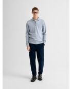 Polo boutonné chiné bleu clair