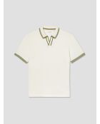Polo col ouvert en coton blanc neige