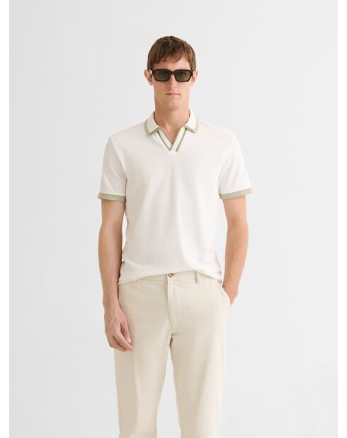 Polo col ouvert en coton blanc neige