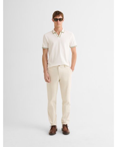 Polo col ouvert en coton blanc neige