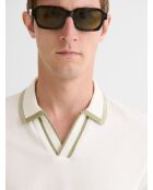 Polo col ouvert en coton blanc neige
