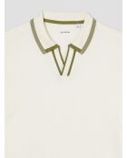 Polo col ouvert en coton blanc neige