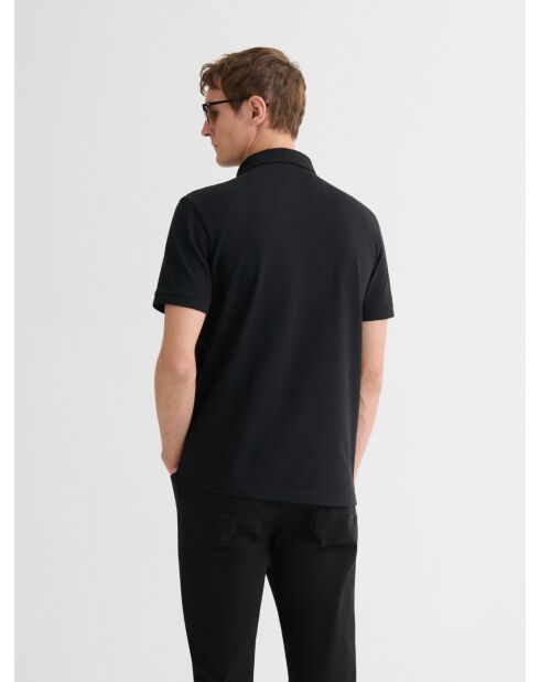 Polo boutonné en coton noir