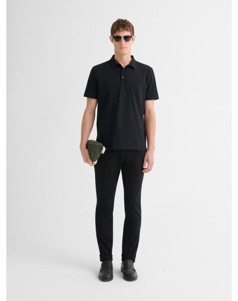 Polo boutonné en coton noir