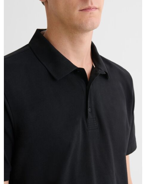 Polo boutonné en coton noir