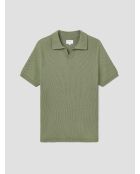 Polo col ouvert en maille vert amande 2