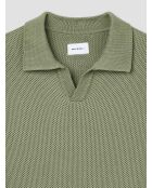 Polo col ouvert en maille vert amande 2