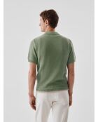 Polo col ouvert en maille vert amande 2