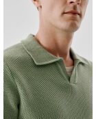 Polo col ouvert en maille vert amande 2