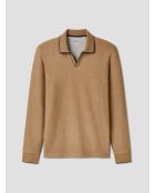 Polo col ouvert camel 2