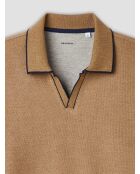 Polo col ouvert camel 2