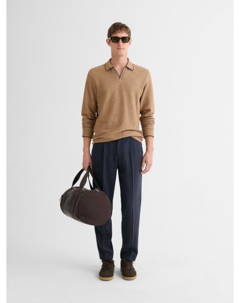 Polo col ouvert camel 2