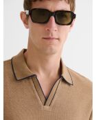 Polo col ouvert camel 2