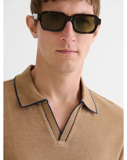 Polo col ouvert camel 2