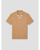 Polo col ouvert en coton camel 2