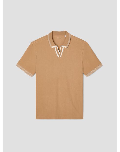 Polo col ouvert en coton camel 2