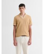 Polo col ouvert en coton camel 2