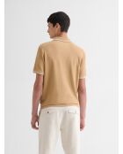 Polo col ouvert en coton camel 2