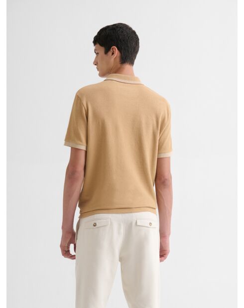 Polo col ouvert en coton camel 2
