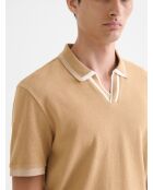 Polo col ouvert en coton camel 2