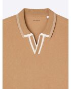 Polo col ouvert en coton camel 2