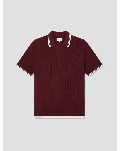 Polo col ouvert en coton biologique bourgogne